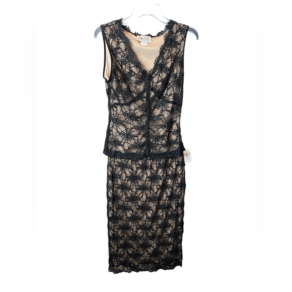 S.L Fashions Elegant Black Lace Skirt Set